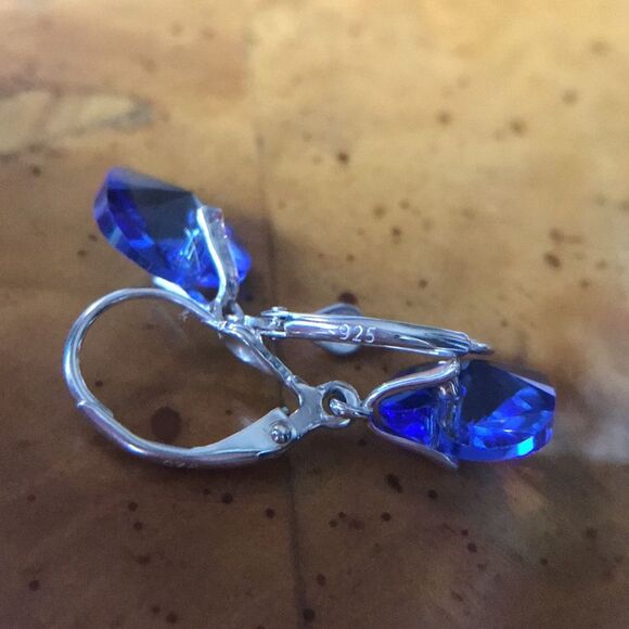 Swarovski Crystal Sterling Silver Heart Earrings - Picture 4 of 6